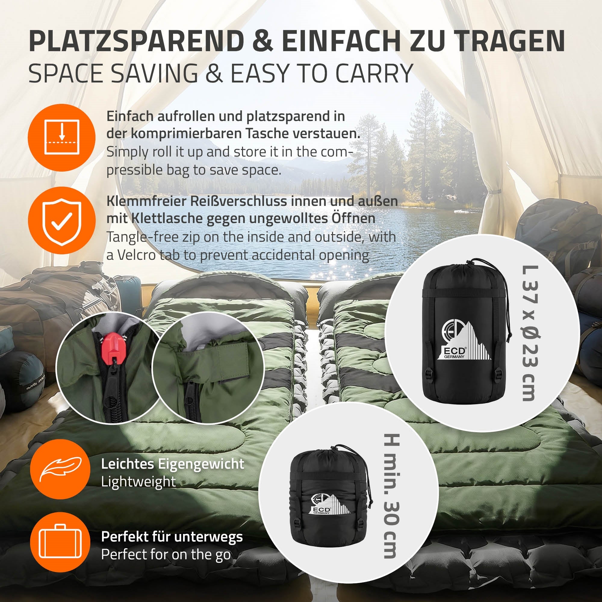 ECD Germany Sport sac de couchage 210 cm bleu foncé 3 saisons