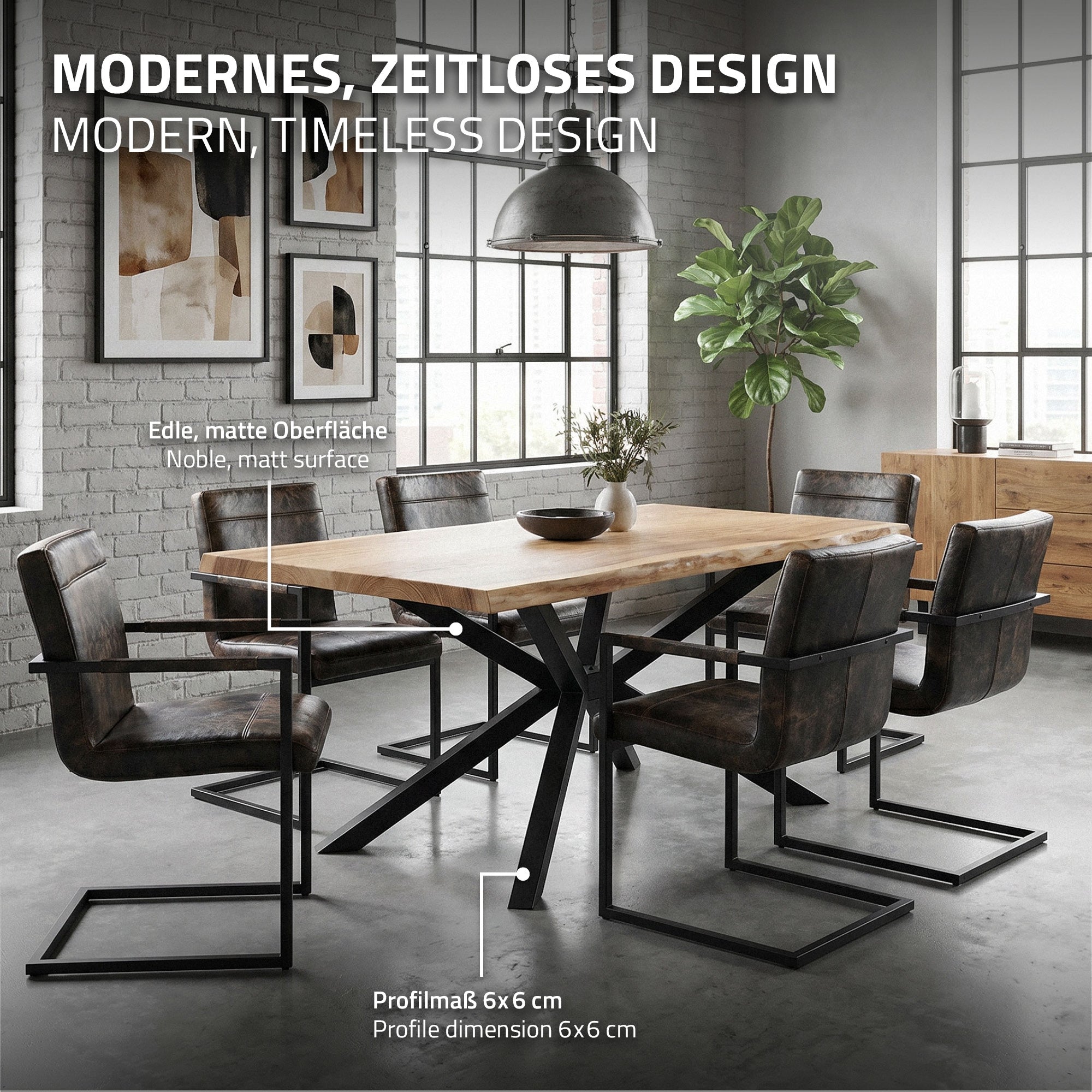 ML-Design Spider pieds de table acier noir 120x78x72 cm