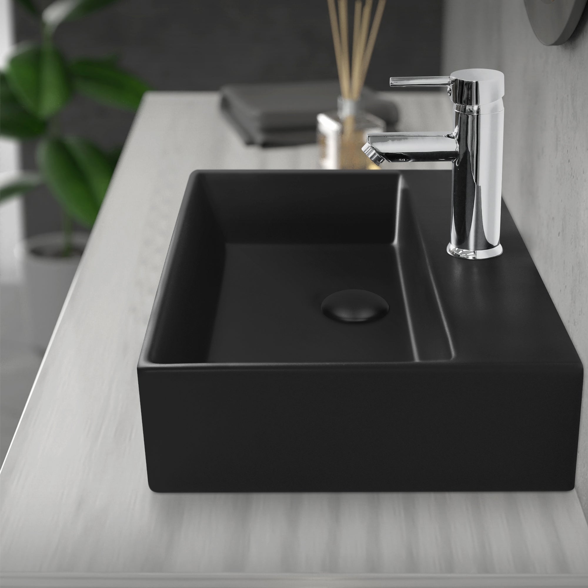 ECD Germany Sanitaire bonde clic-clac noire mate sans trop-plein