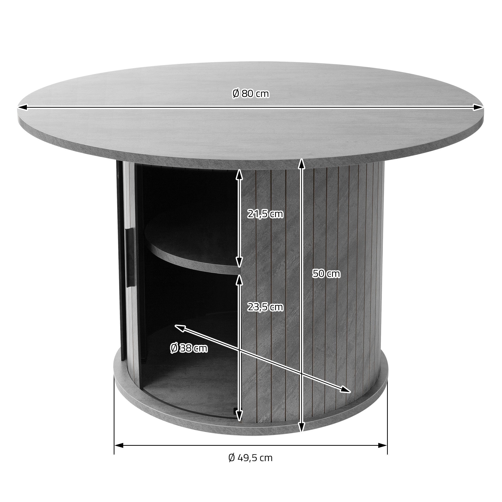 ECD Germany ML-Design table basse ronde béton gris Ø80cm