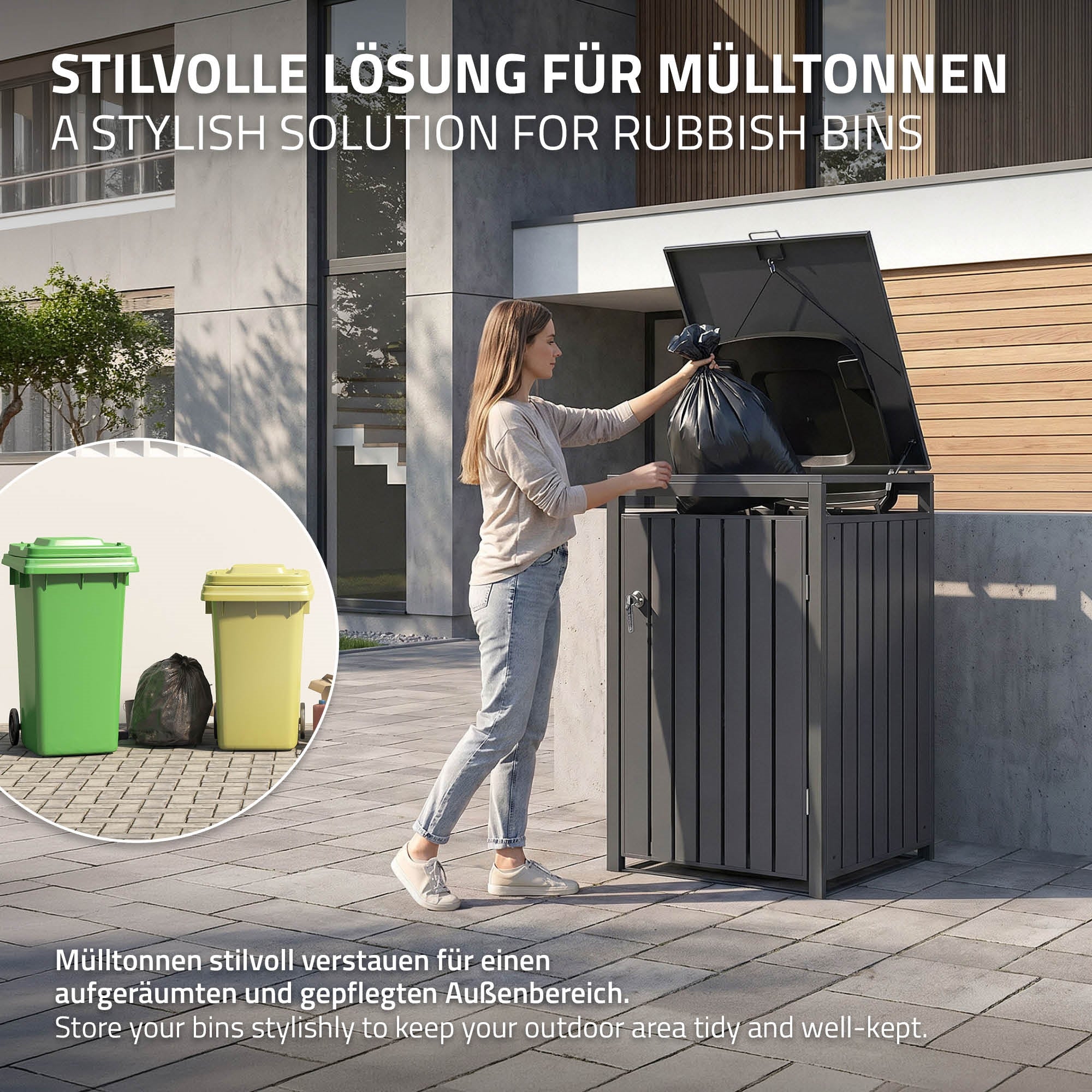 ML-Design 1x cache-poubelle 240L anthracite 68x80x120