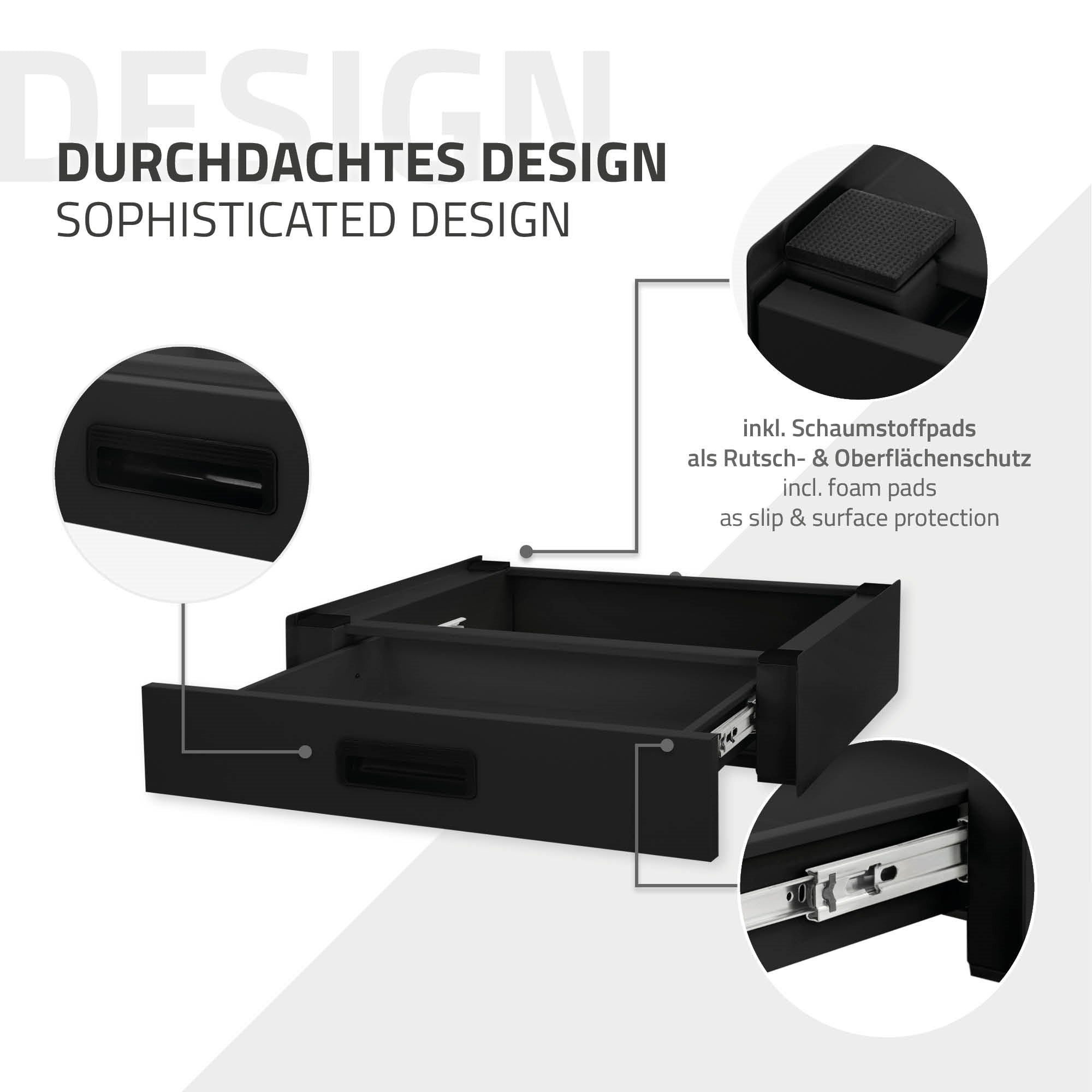 ECD Germany Möbel cadre superposition noir avec tiroir 60,5x54 cm