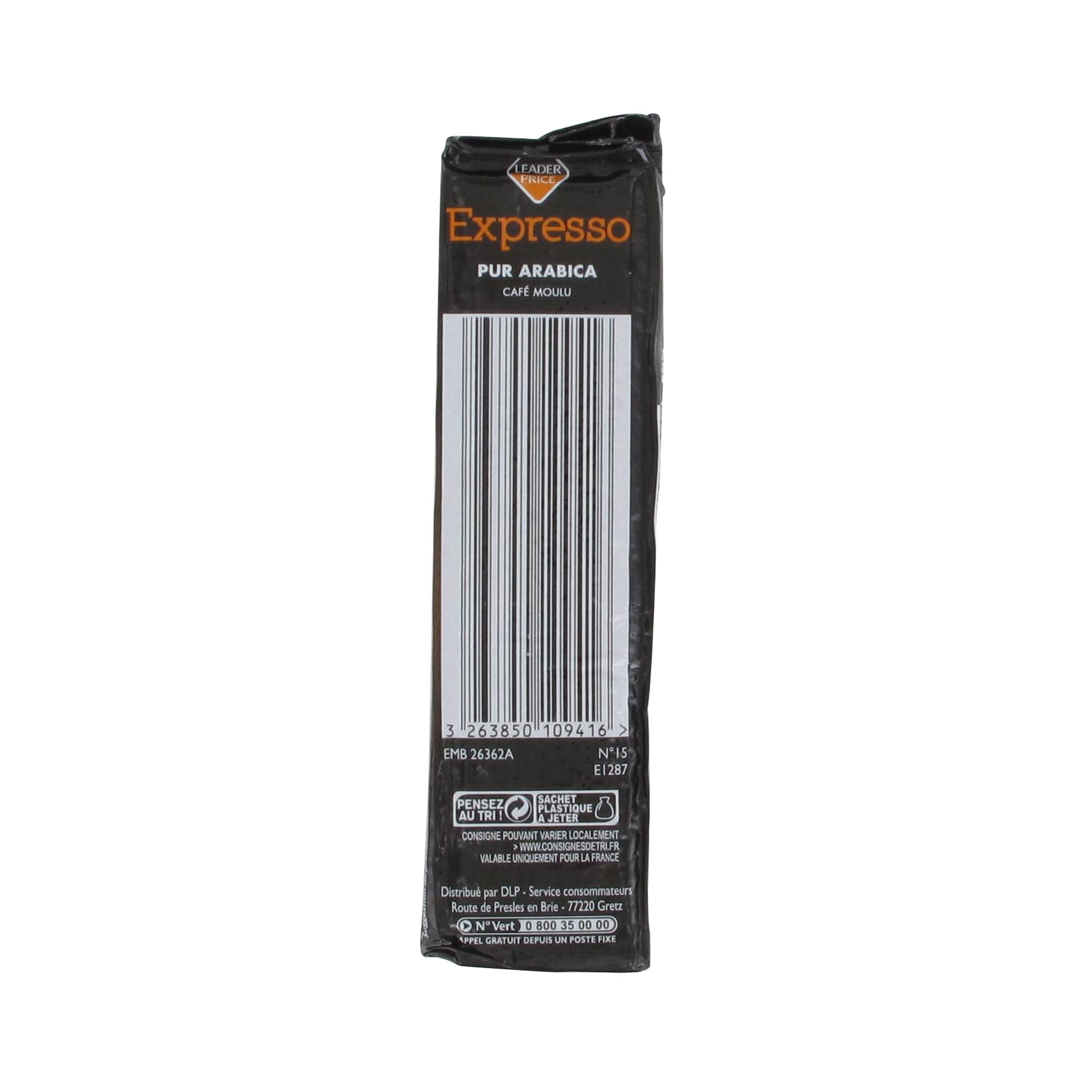 Leader Price Petit-déjeuner Expresso pur arabica café moulu 250g