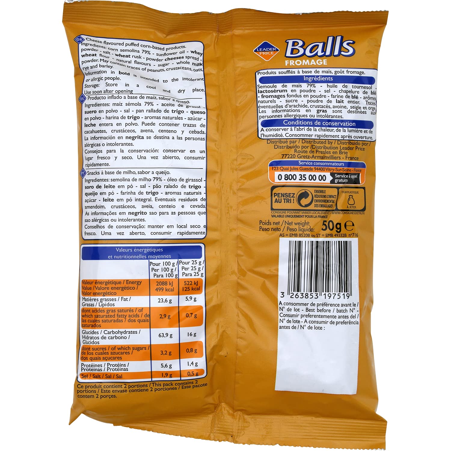 Leader Price Apéritif Balls Fromage 50g