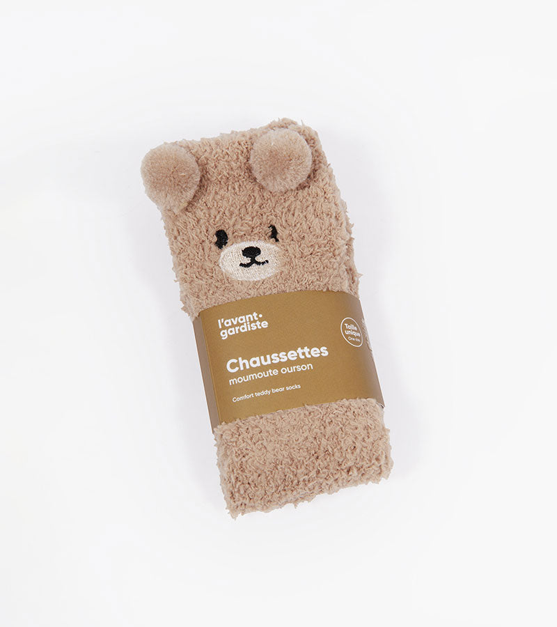 L'avant gardiste Lifestyle & Fun chaussettes Ourson moumoute beige