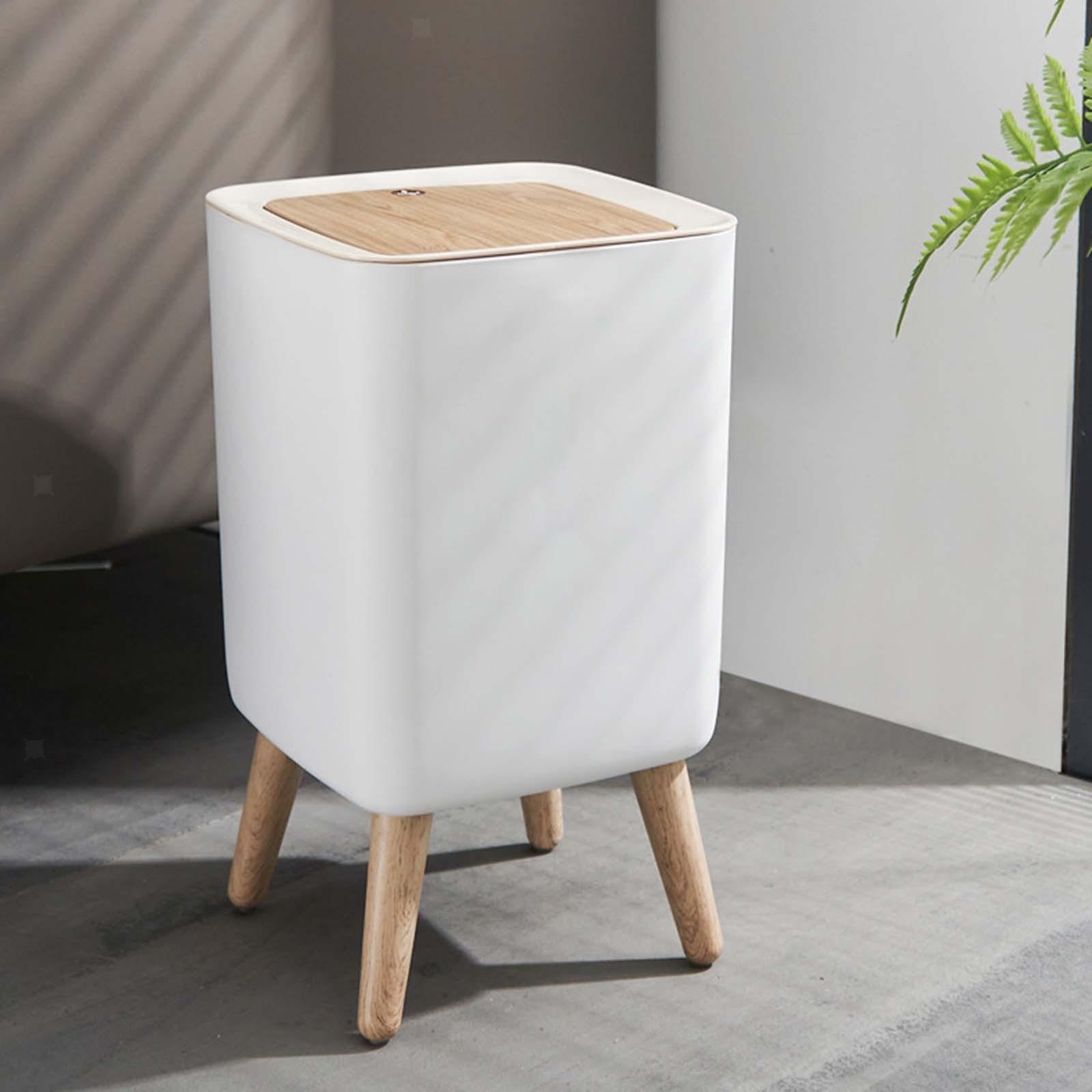 Red Deco Malmo Square poubelle salle de bain touch 10 L bois