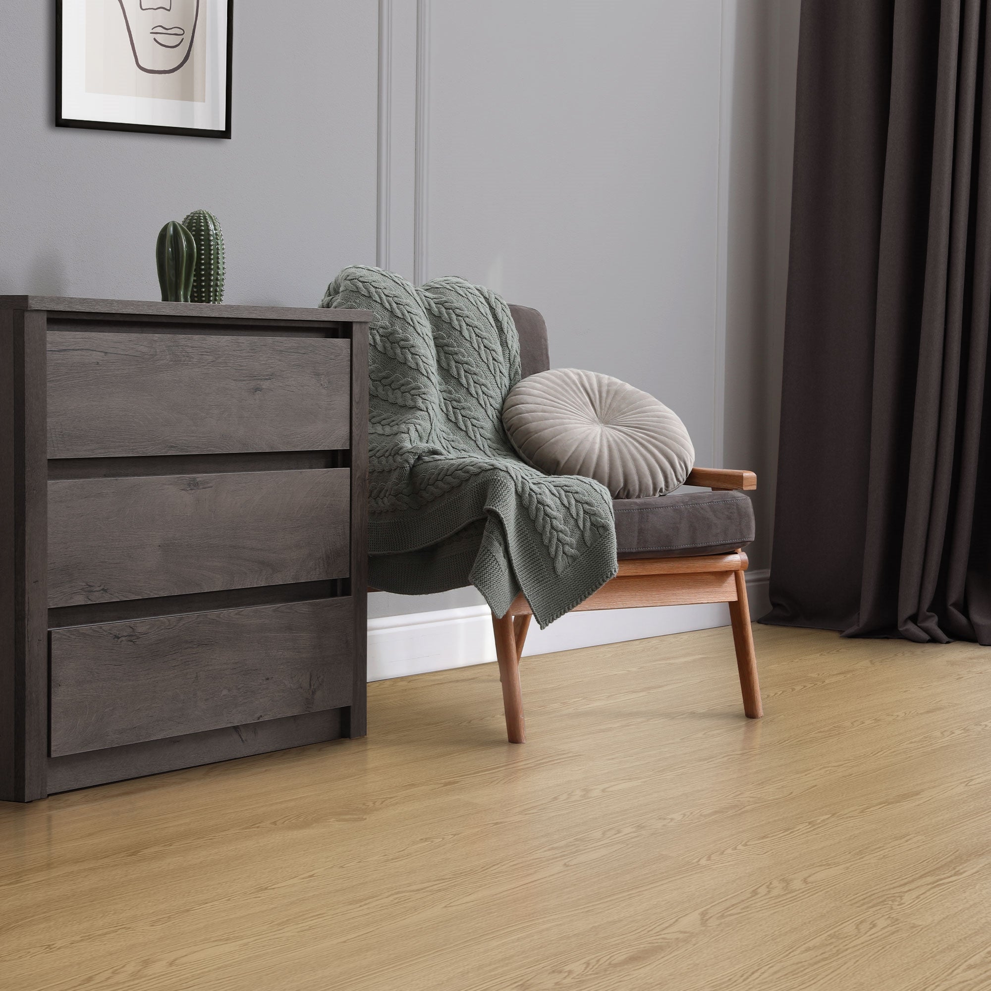 ECD Germany sol vinyle chêne naturel adhésif 2 mm lot 8,92 m²