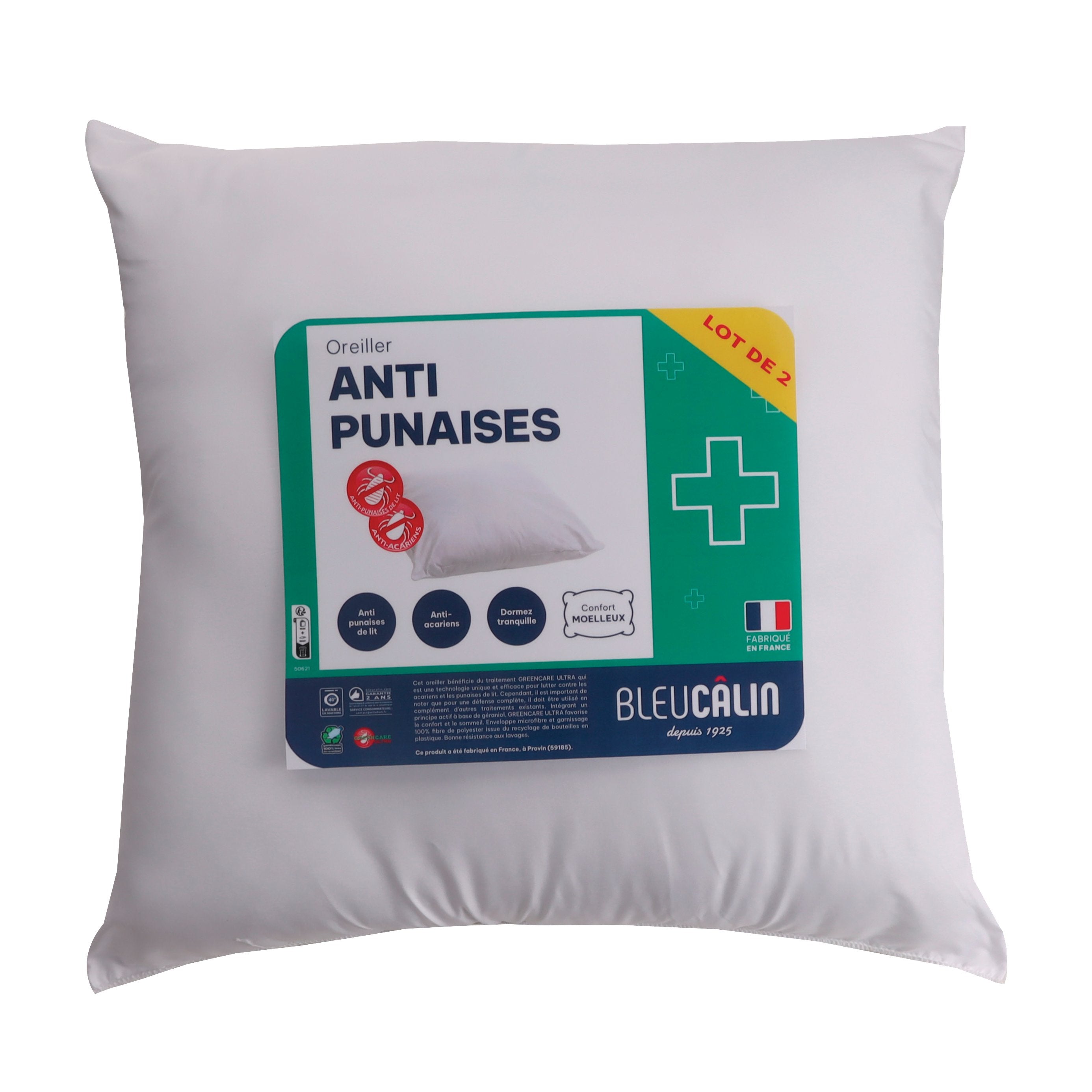 Stokomani Maison Oreiller Greencare 60x60 anti-punaises