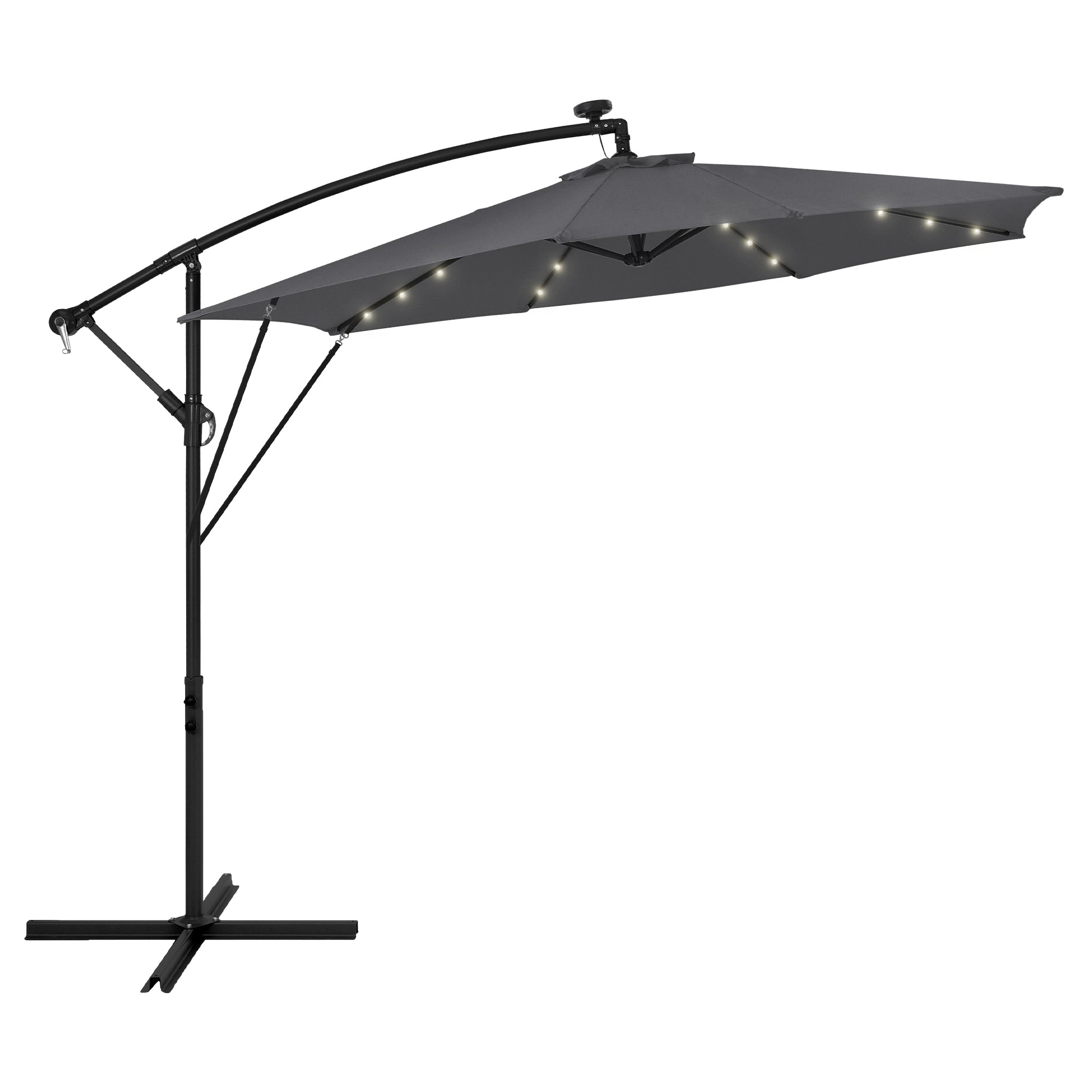 ML-Design parasol déporté rond Ø300 beige alu manivelle 360°