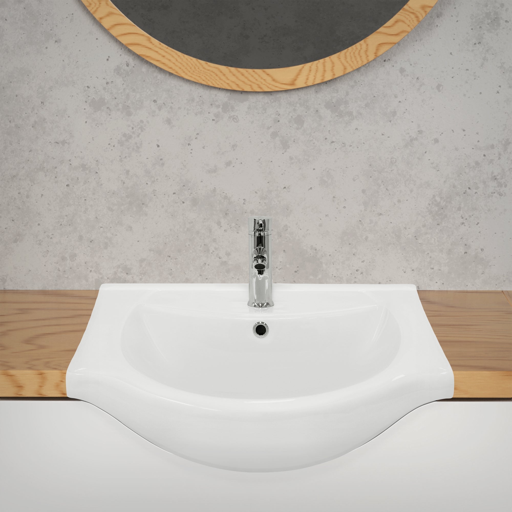 ECD Germany ML-Design lavabo céramique blanc 67,5 cm avec bonde