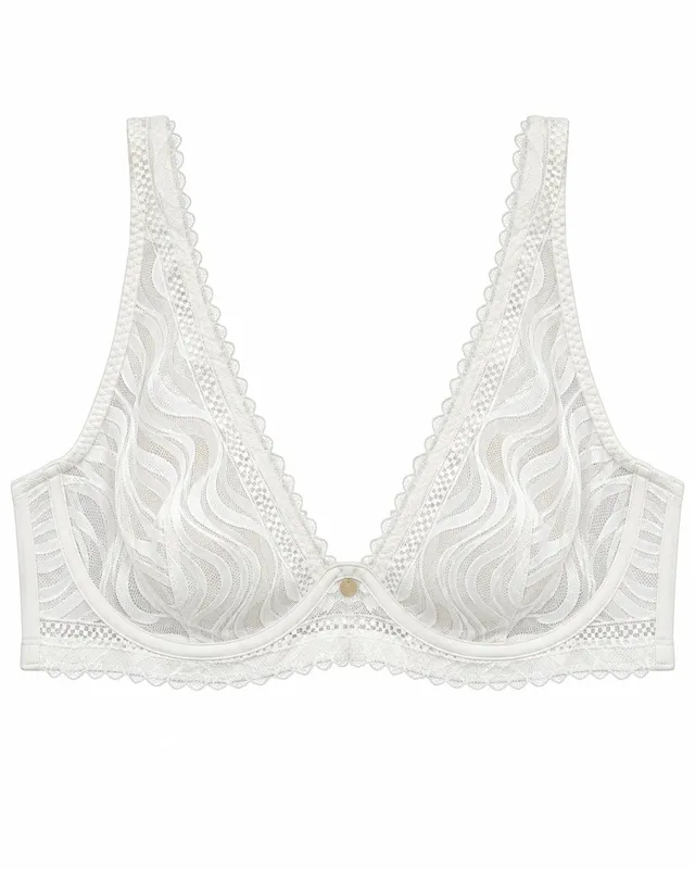 Bella Diva soutien-gorge foulard dentelle blanche zébrée 95E