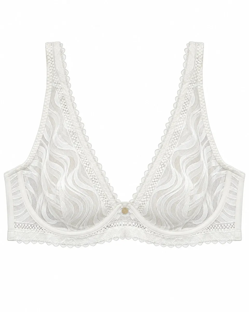 Bella Diva soutien-gorge foulard dentelle blanche zébrée 95E