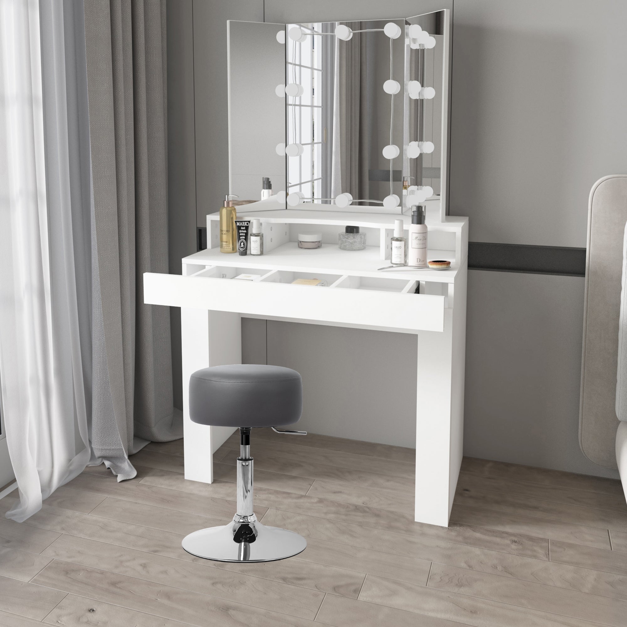 ML-Design tabouret de bar gris foncé Ø33 cm réglable 1 pièce