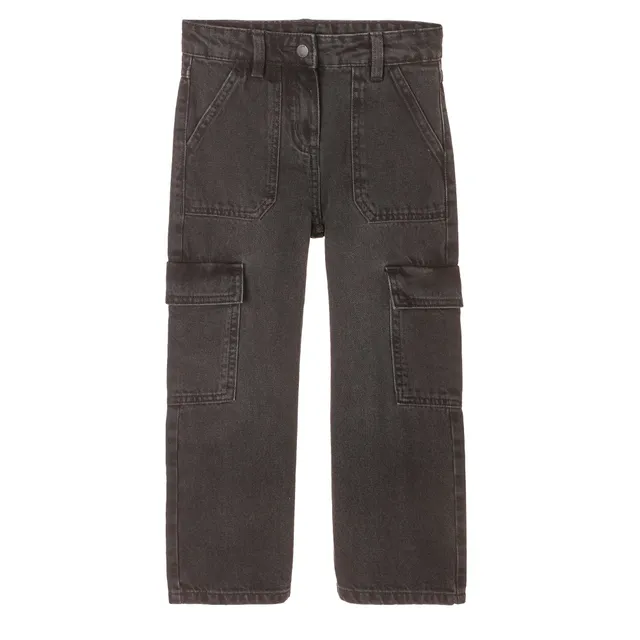 Jean cargo noir enfant mode 03A à 12A poches