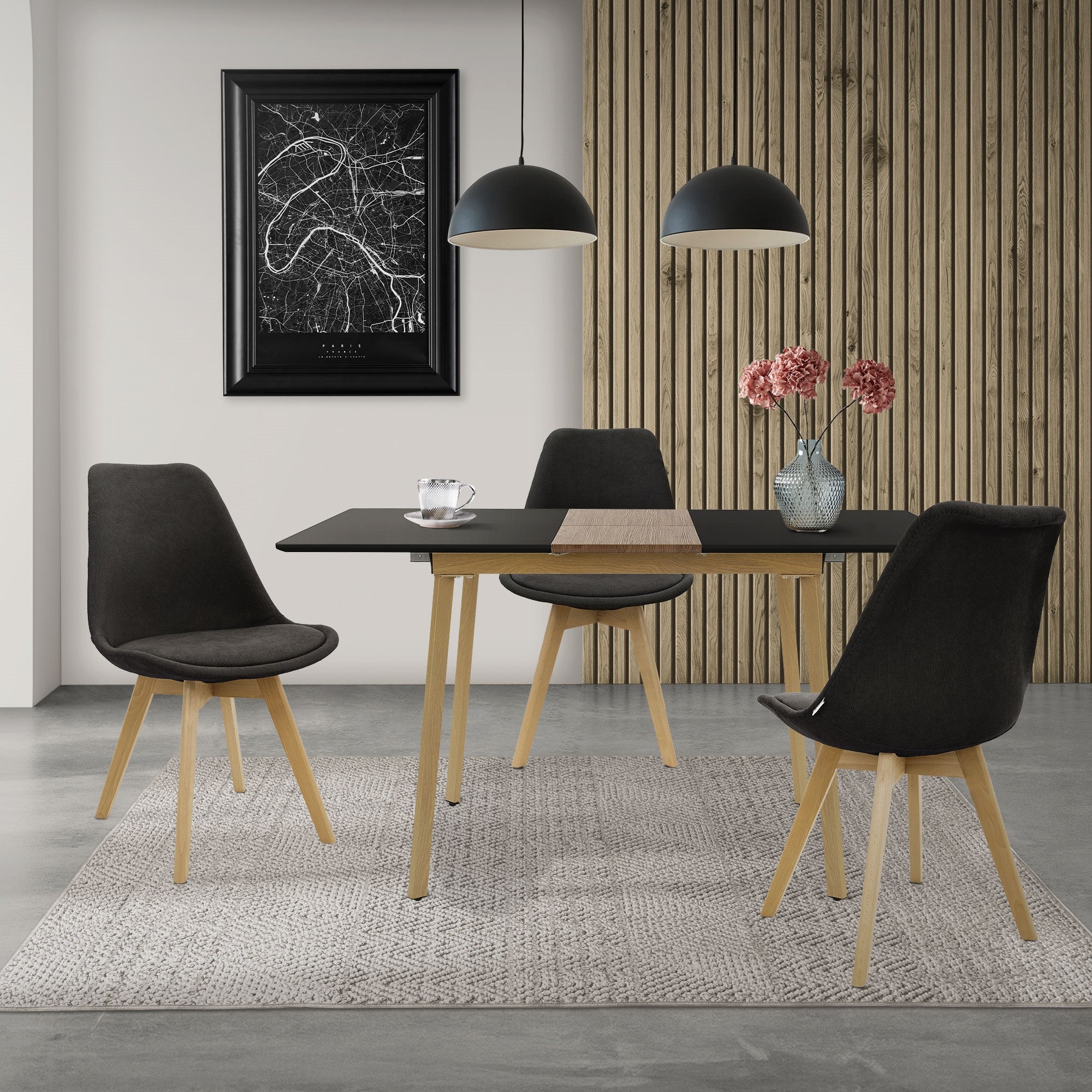 ECD Germany Möbel Table extensible noire 110-140x75 cm bois