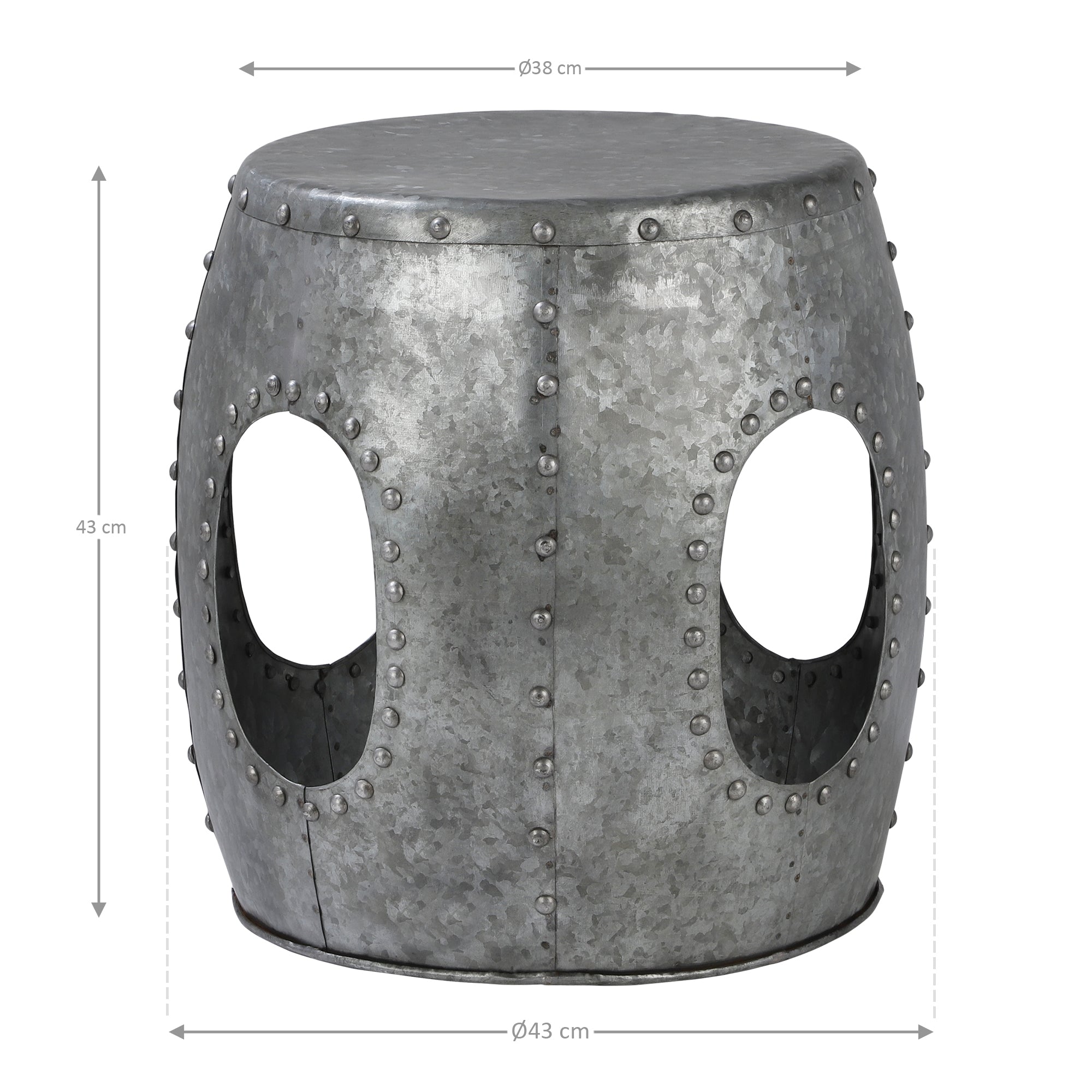 ECD Germany WOMO table d'appoint cuivre 38x43 cm métal rivets