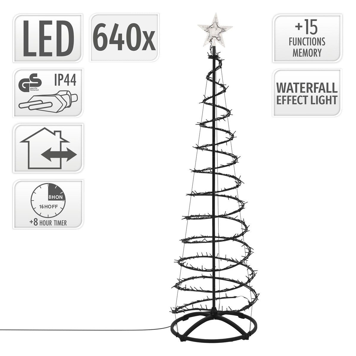 ECD Germany sapin LED blanc chaud 180 cm + étoile timer