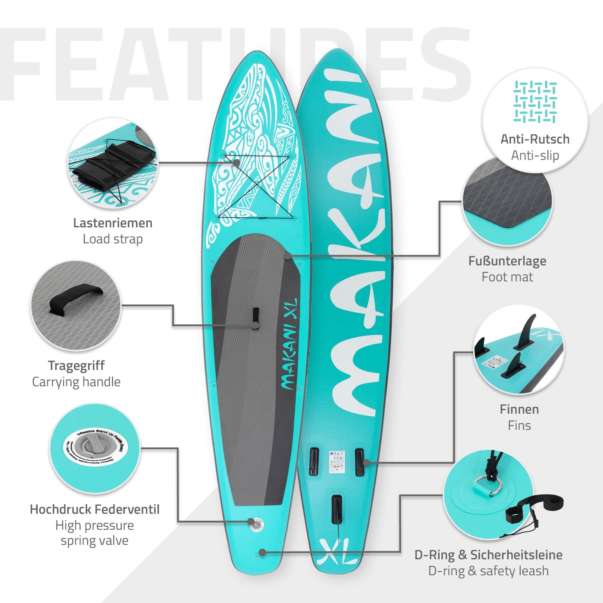 ECD Germany Makani XL paddle gonflable bleu 380 cm