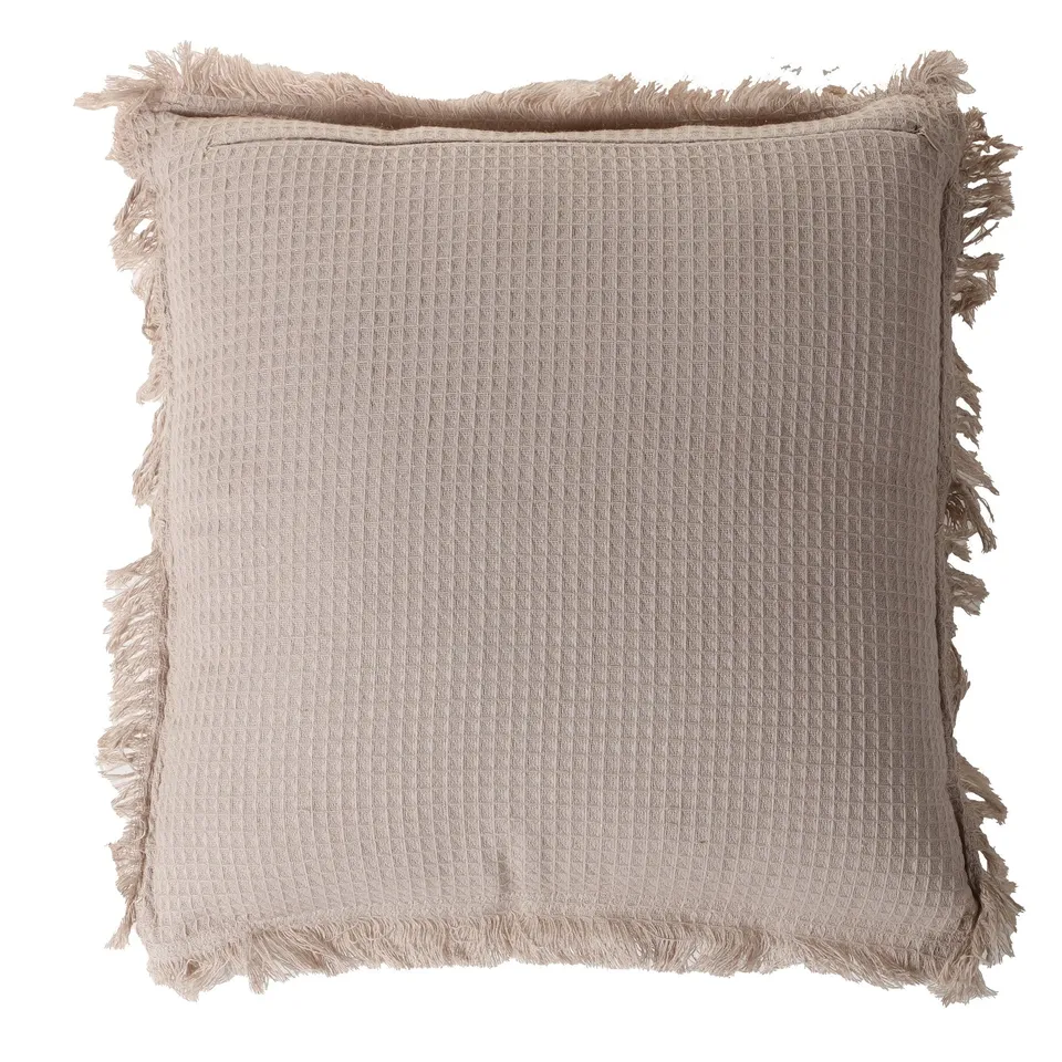 Coussin gaufré coton beige 40 x 40 cm