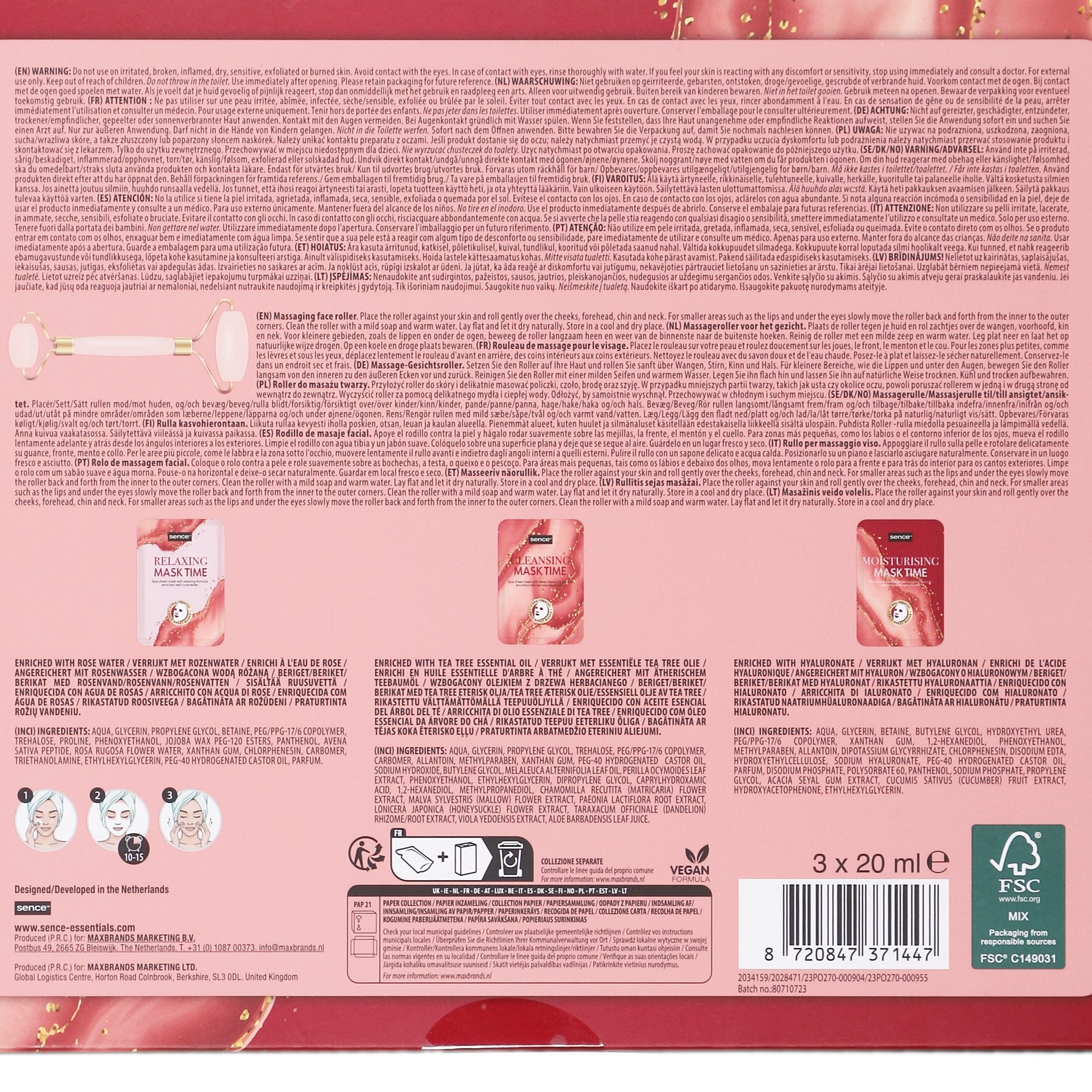 Stokomani Beauté Coffret 3 masques visage + rouleau massage