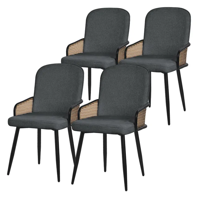 ML-Design chaises salle à manger tissu anthracite lot 4 rotin 120 kg
