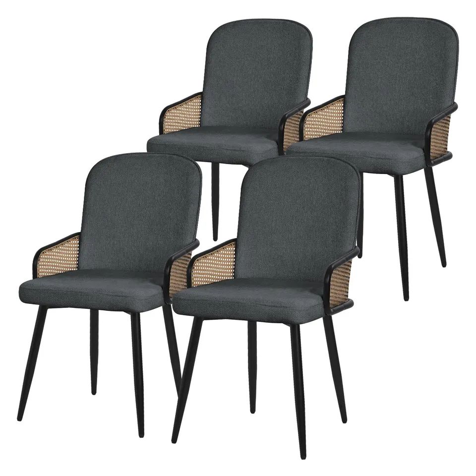 ML-Design chaises salle à manger tissu anthracite lot 4 rotin 120 kg