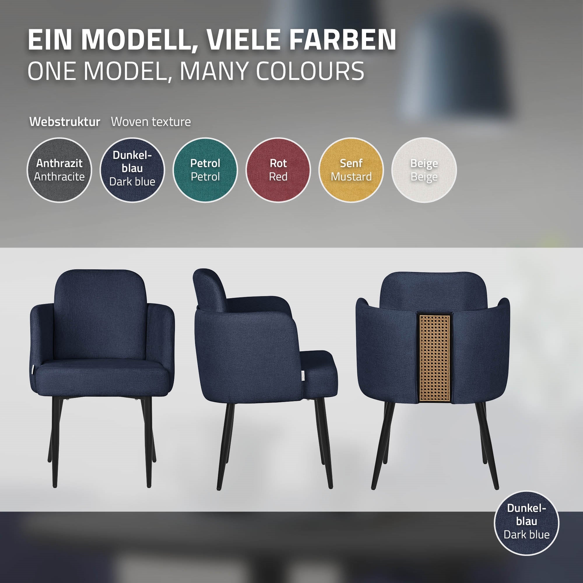 ML-Design chaise salle à manger bleu foncé tissu 1 pièce