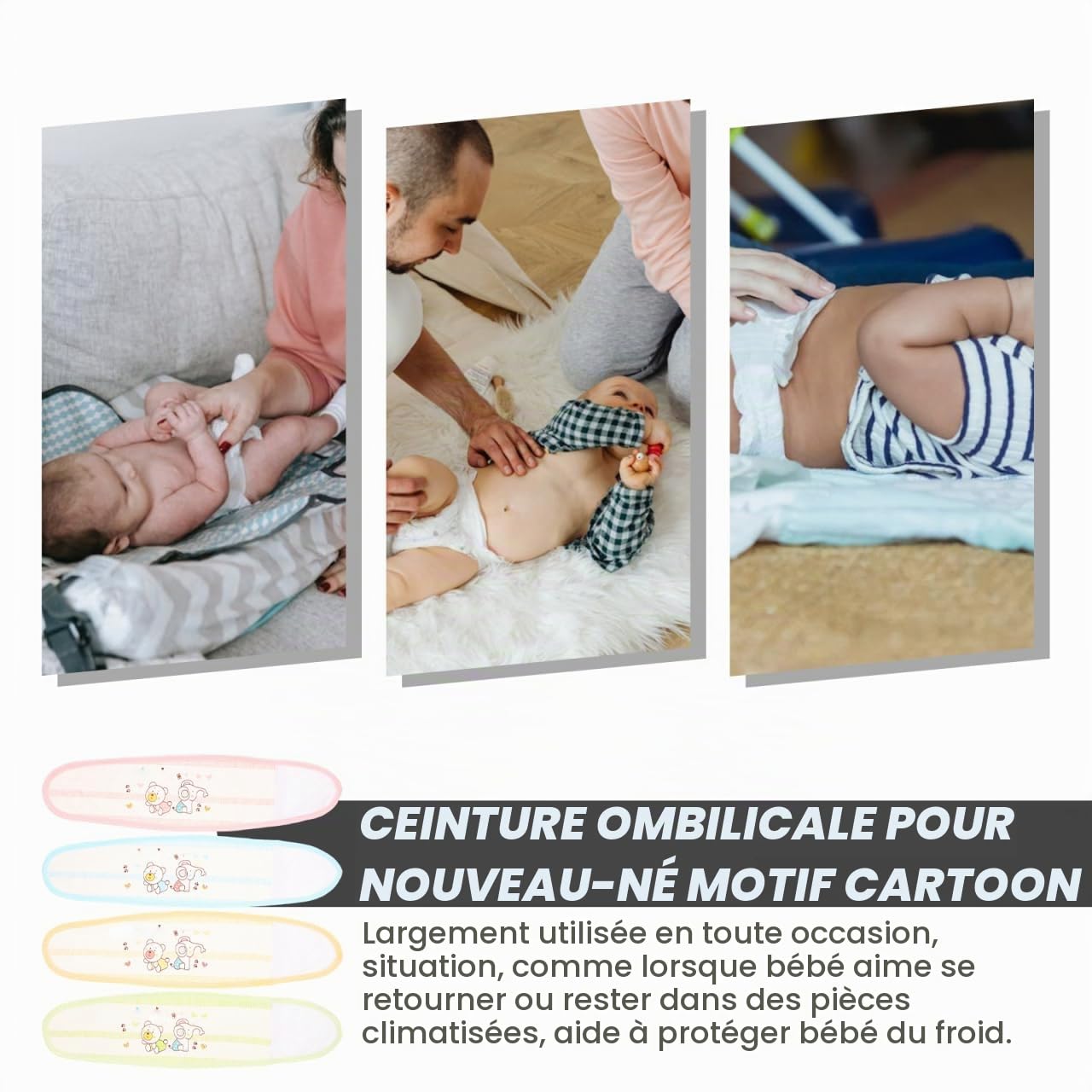 Milisten Health ceinture nombril bébé coton motifs lot 4