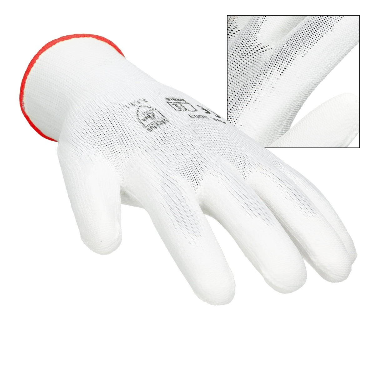 ECD Germany gants de travail nylon PU blanc 7-S lot 72 paires