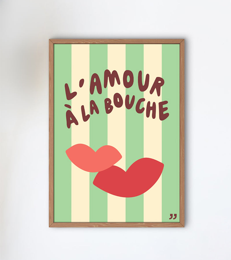 L'amour à la bouche poster déco murale couple