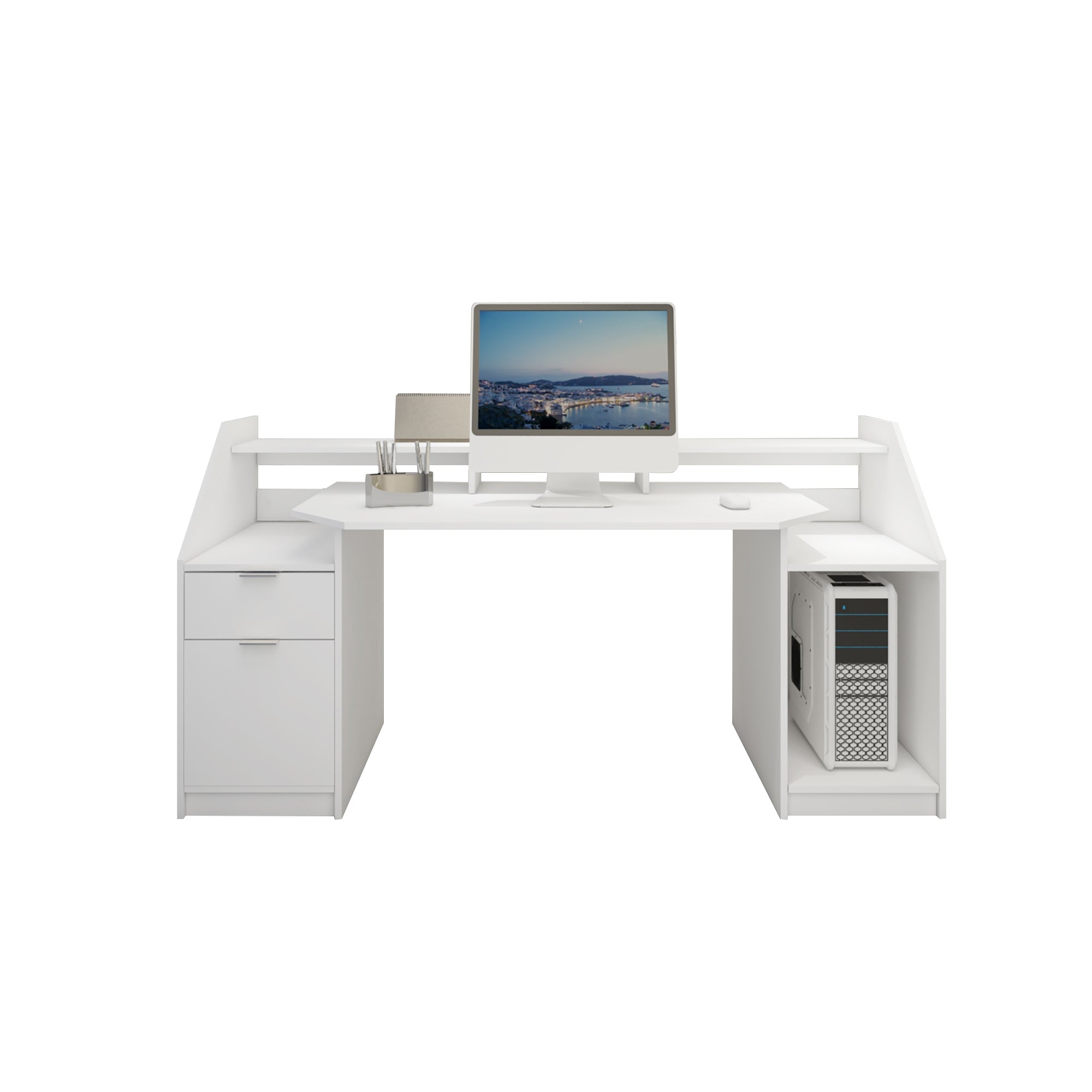 ECD Germany ML-Design bureau 180x90 blanc tiroir MDF
