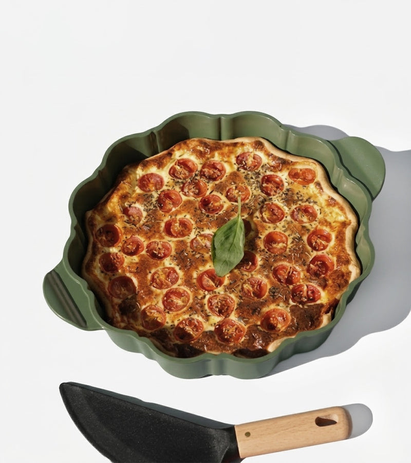 Cookut Le Formidable plat à tarte fleur Fougère coupe-tarte inclus