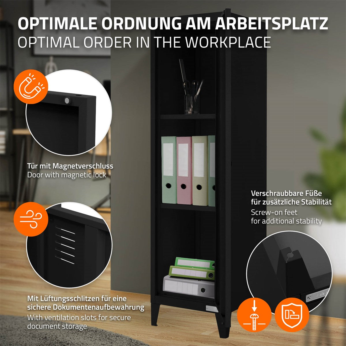 ECD ML-Design Armoire bureau haute 1 porte 38x38x137,5 cm