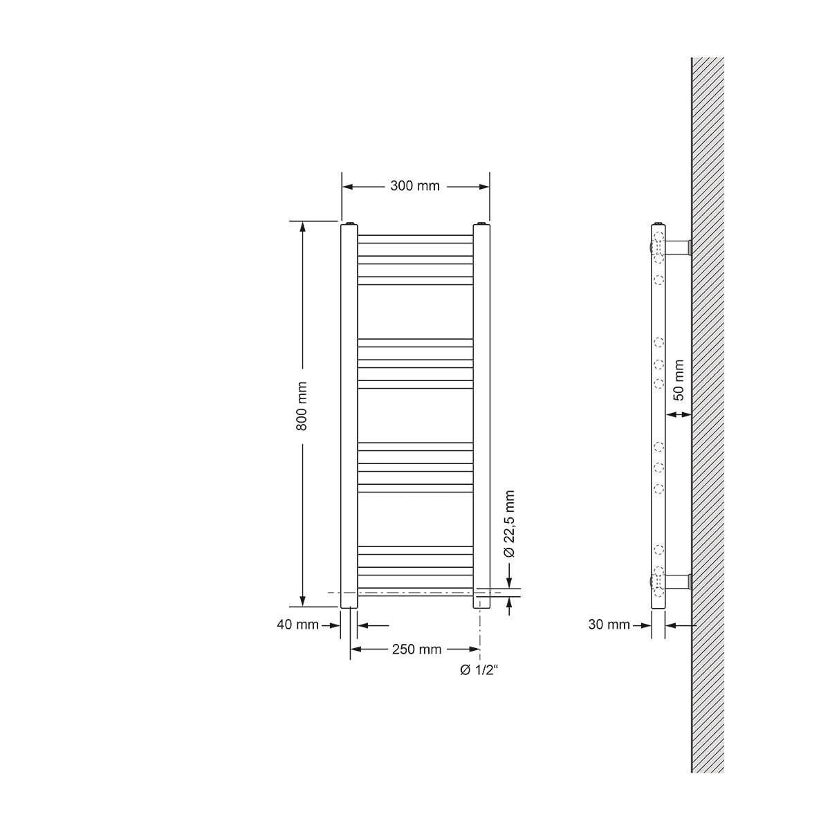 ECD Heizungen Sèche-Serviettes Électrique 600W Anthracite