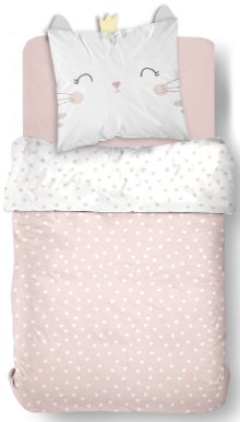 Stokomani Maison Parure housse couette chat 140x200 + taie beige