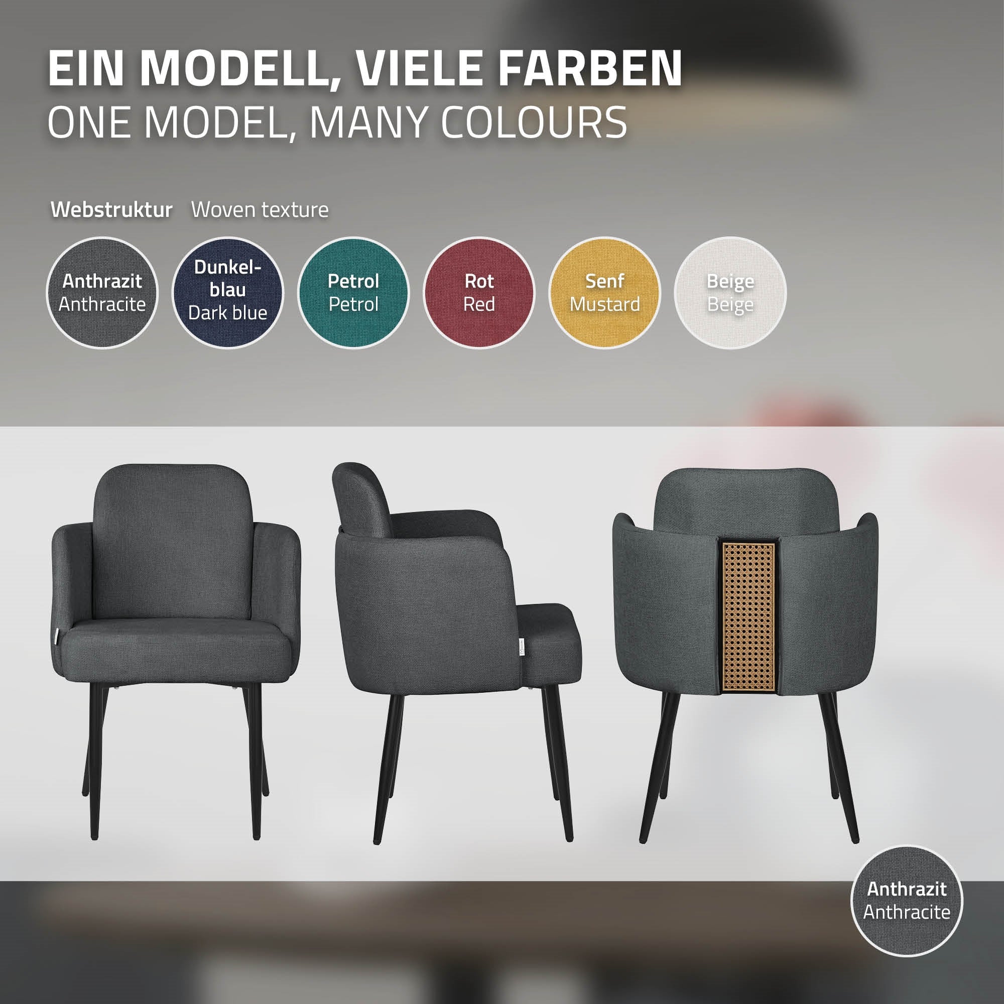 ECD Germany Möbel Chaise salle à manger anthracite x1 120 kg