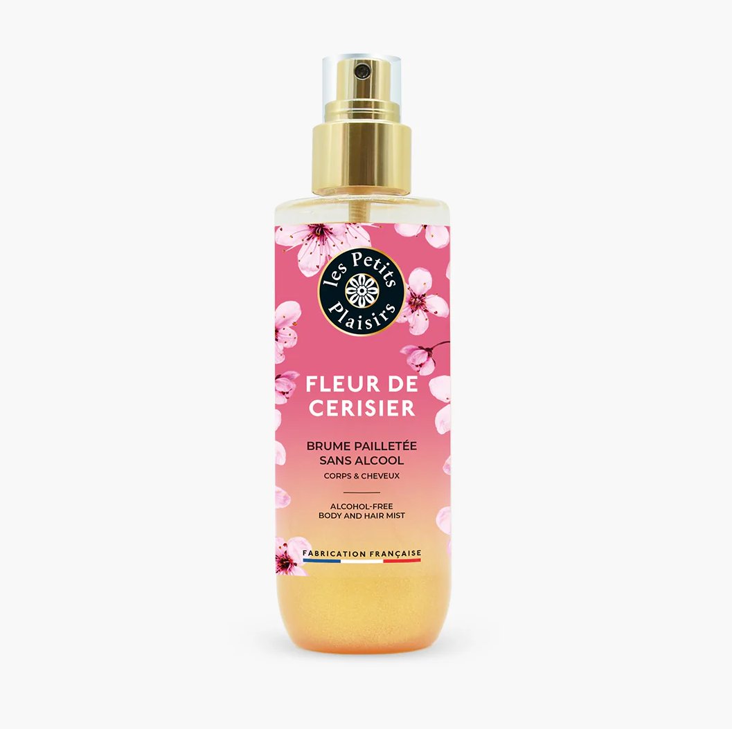 Brume parfumée pailletée fleur de cerisier corps