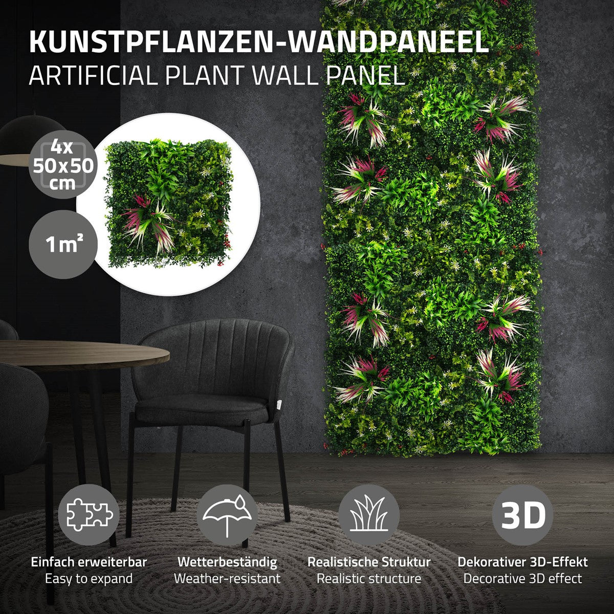 ECD Germany Tropical Pink mur végétal 50x50 vert lot 4