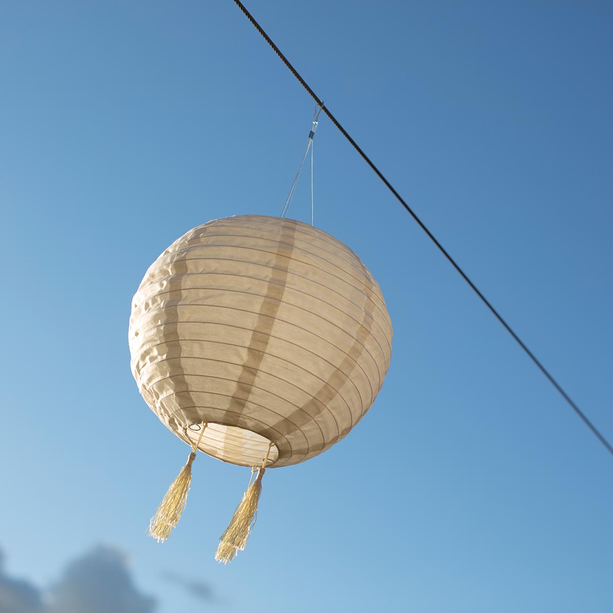 Red Deco Himalaya Lot 3 Lampion Solaire Beige Ø30cm Blanc Chaud
