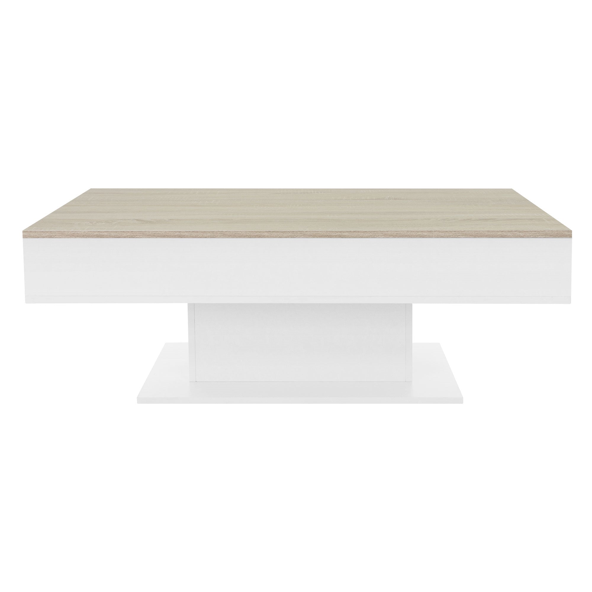 ECD Germany Möbel table basse 110x60x40 blanc/chêne 2 casiers