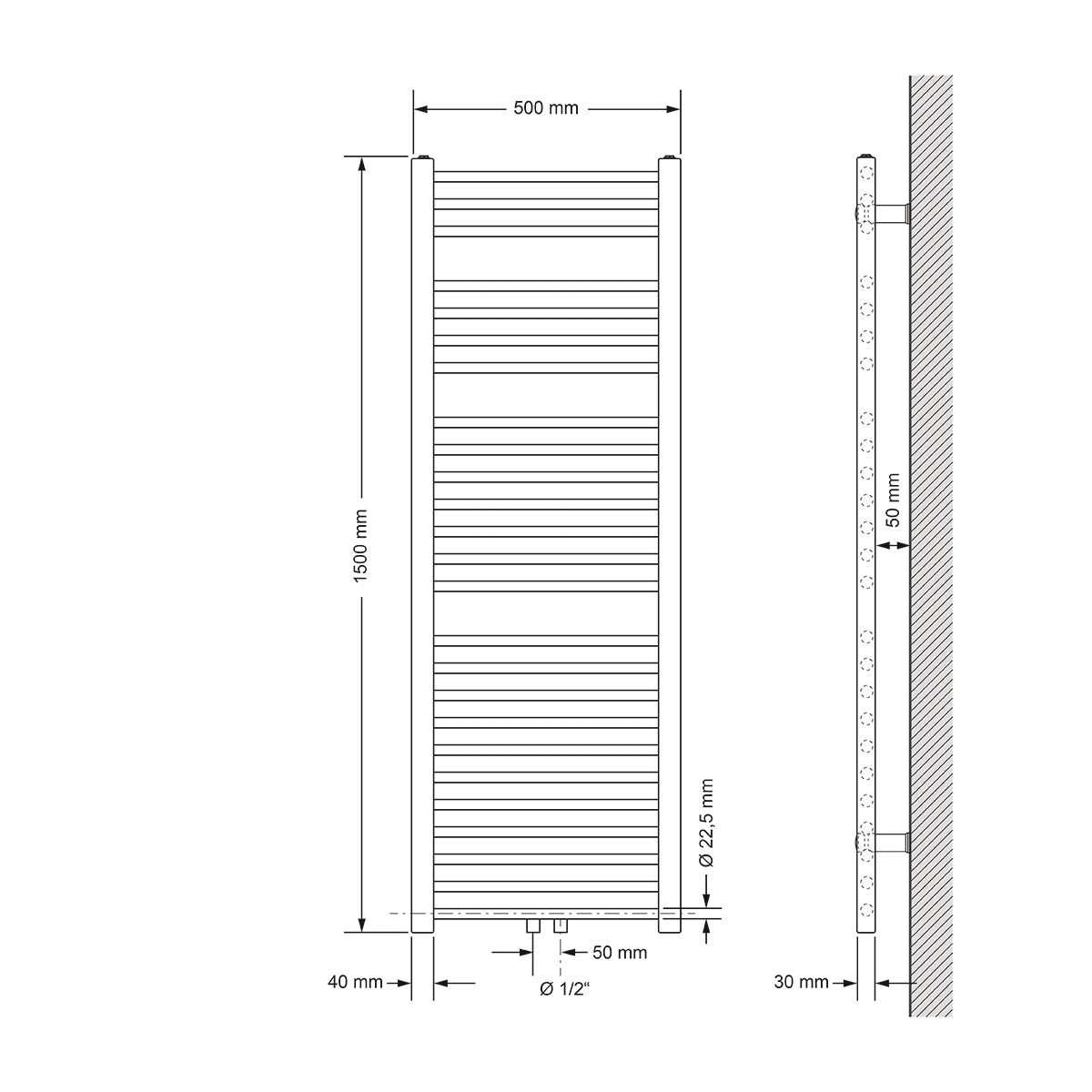 ECD Germany Sahara sèche-serviettes 500x1500 anthracite central