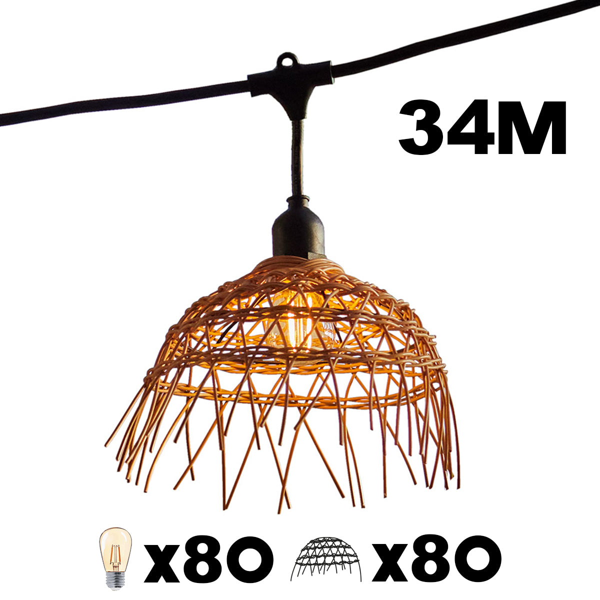 Red Deco Hawaii Light guirlande LED 34m 80 ampoules bohème