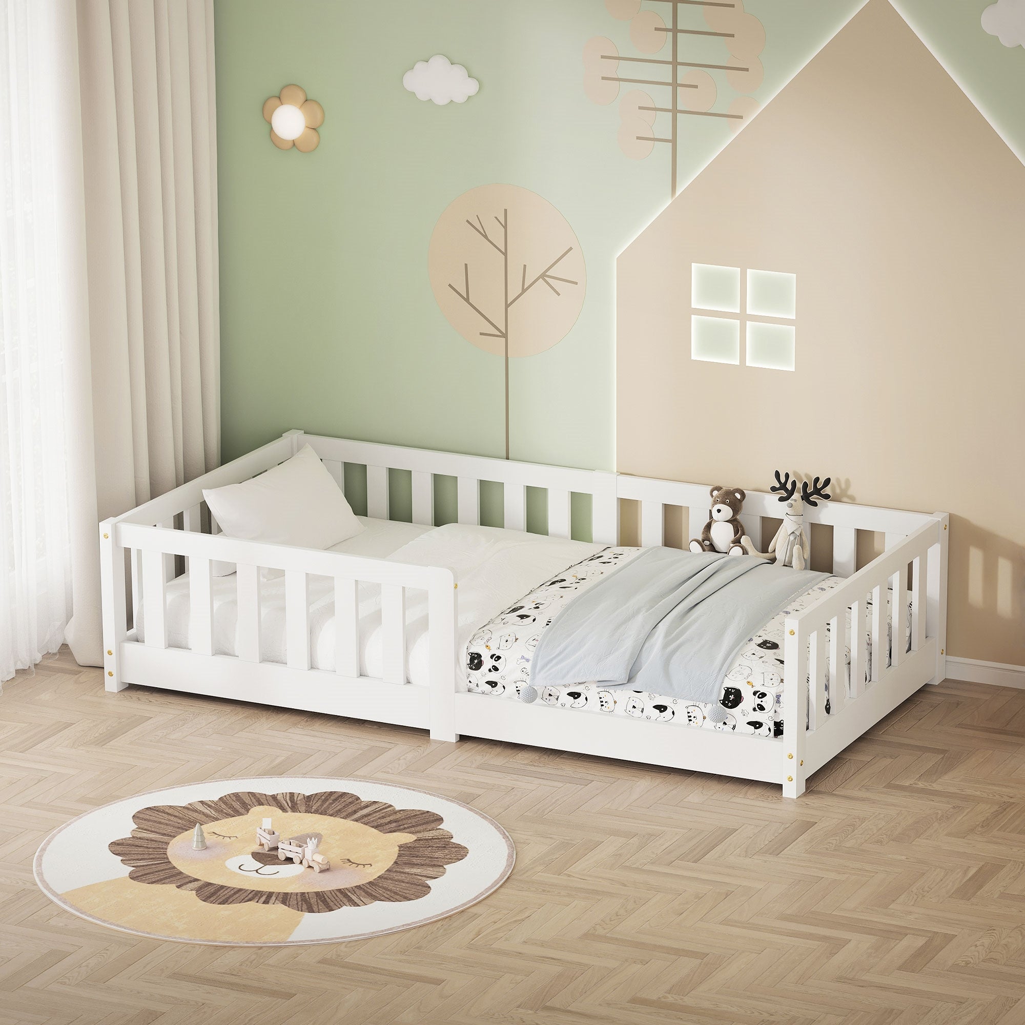 ECD Germany Kinder lit enfant blanc 80x160 pin barrière