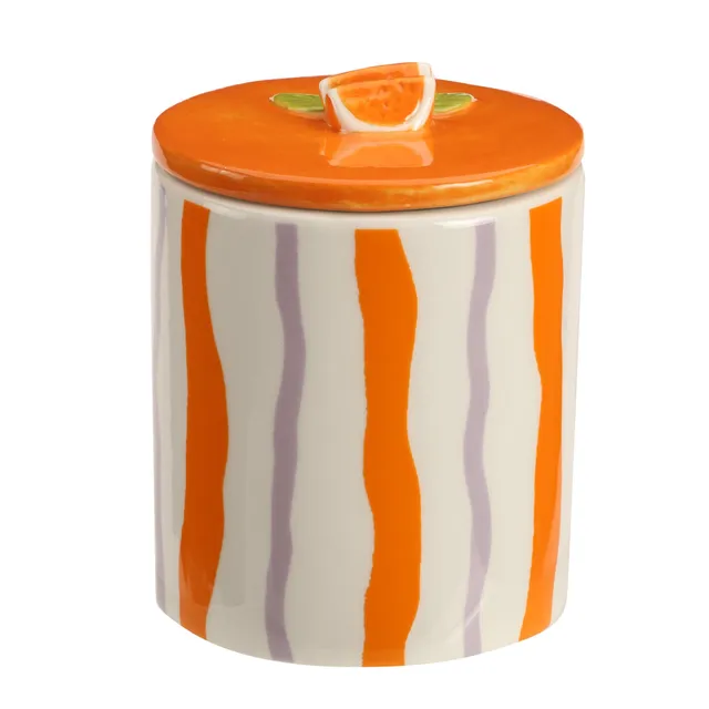 Stokomani Pot céramique couvercle Fruits orange 10cm