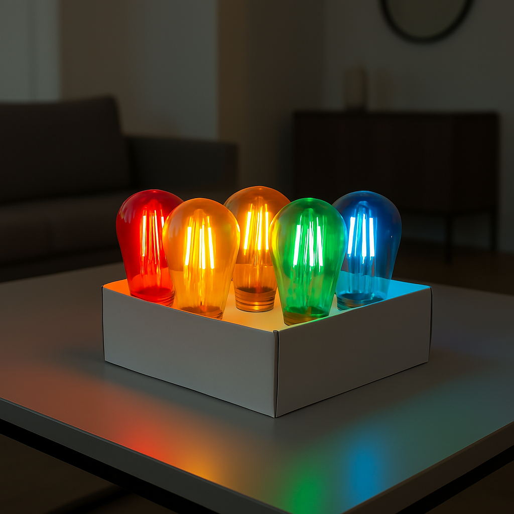 Red Deco Party Bulb Color lot 5 ampoules LED E27 multicolore H7cm