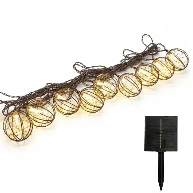 Red Deco Rusty Light guirlande solaire 10 boules 4m marron