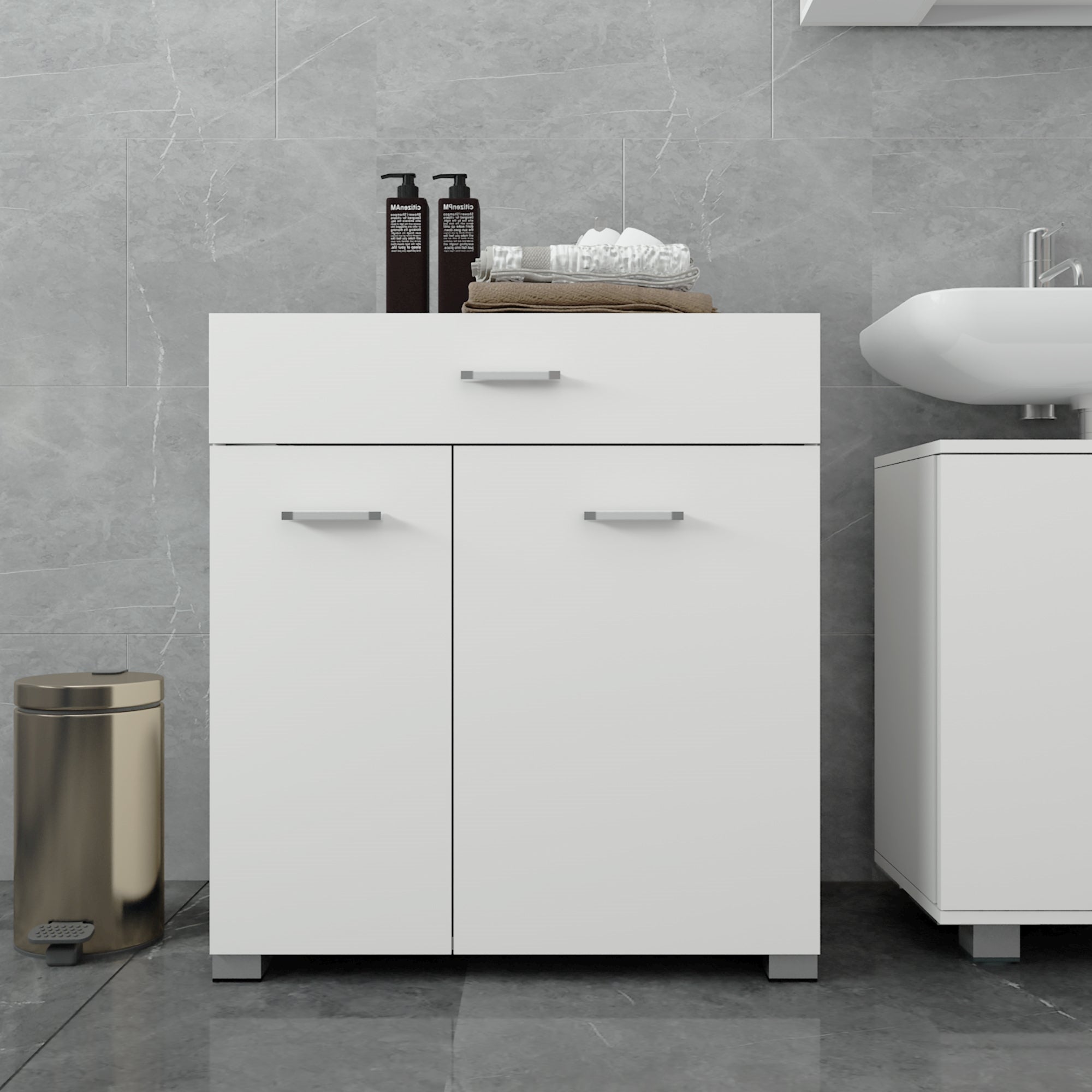 ML-Design meuble linge blanc MDF 75x78,5x45 cm avec tiroir