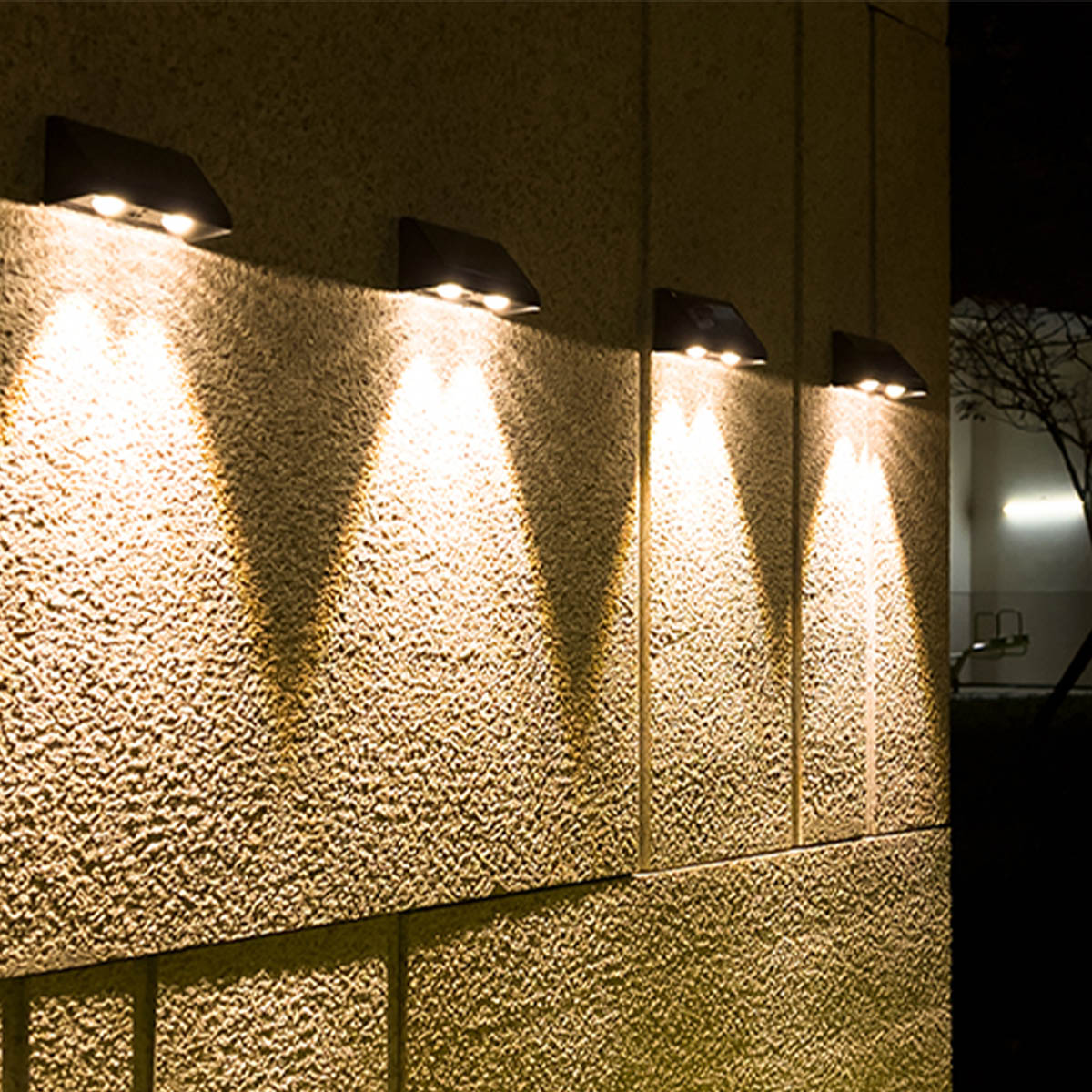 Red Deco Kyla lot 4 lampes murales solaires blanc chaud
