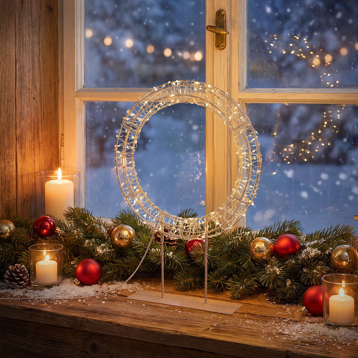 ECD Germany couronne Noël LED 41,5 cm blanc chaud socle