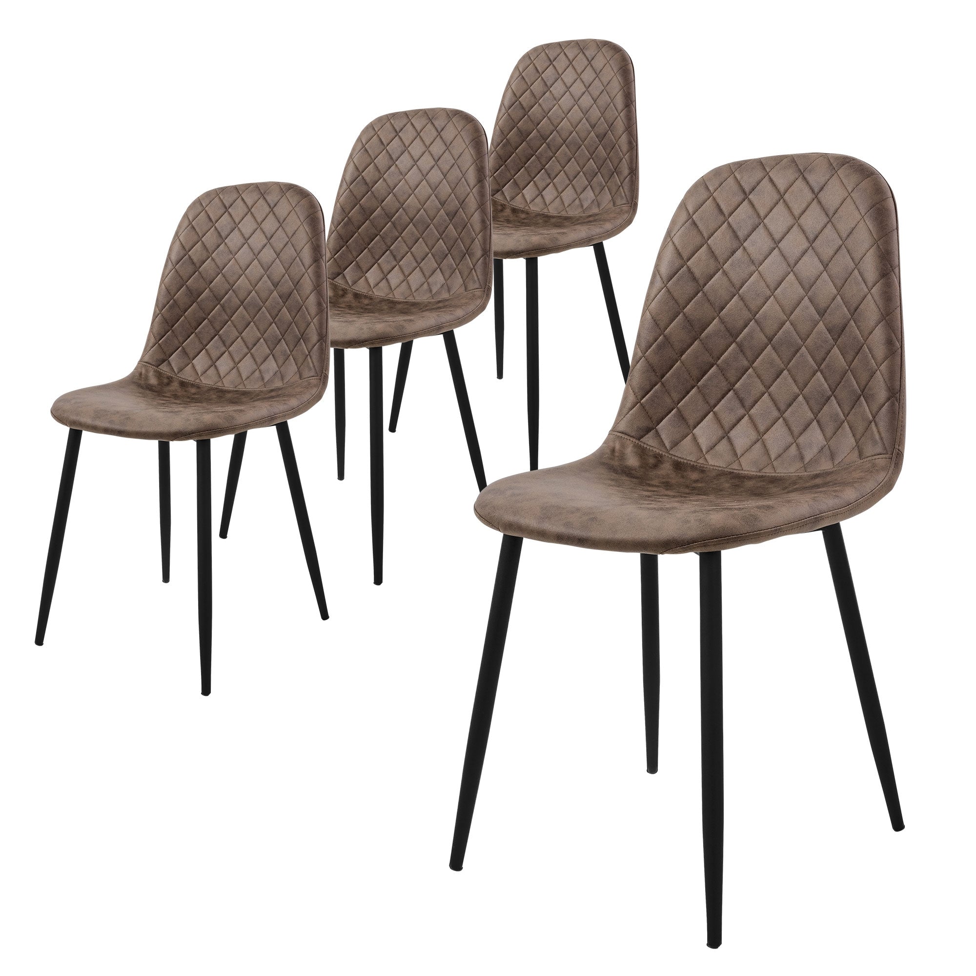 ECD Germany Möbel ML-Design chaise velours anthracite lot de 4 matelassée